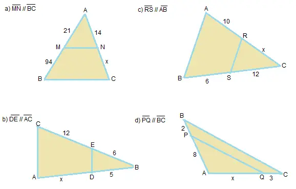 simulado com questões sobre Teorema de Tales nos Triângulos para o 9° Ano do fundamental com respostas
