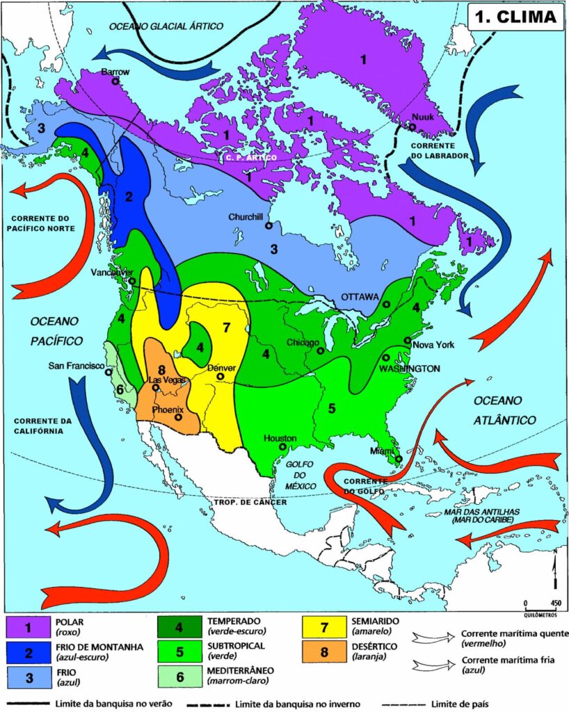 Mapa colorir América Anglo Saxônica
