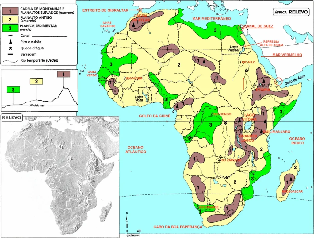 mapa do relevo da África
