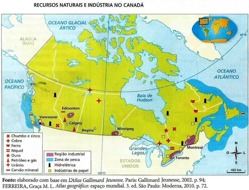 recursos naturais e industriais do Canadá
